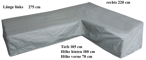 Schutzhaube Lounge L-Form Sofa 275 x 220 x 105 x 70/100 cm H�he