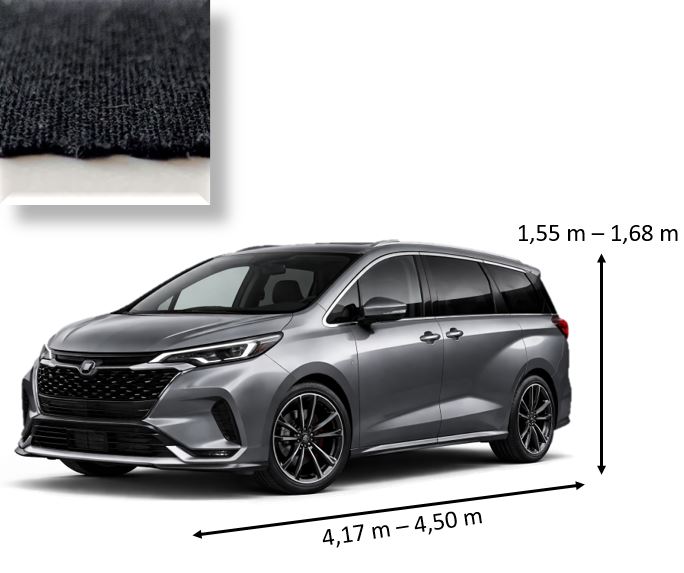 Abdeckung f�r Minivan / Van L�nge von 4,17 m - 4,50 m x H�he von 1,55 m - 1,68 m Indoor