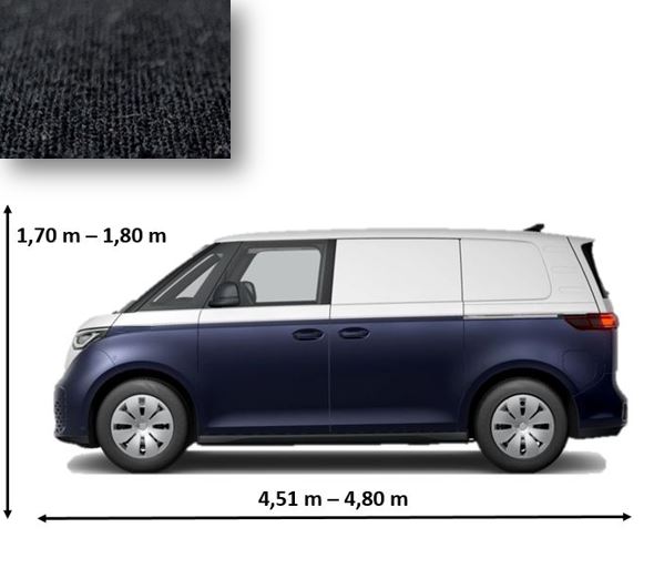 Modell: Minivan / Van Lnge von 4,51 m - 4,80 m x Hhe von 1,70 m - 1,80 m Indoor