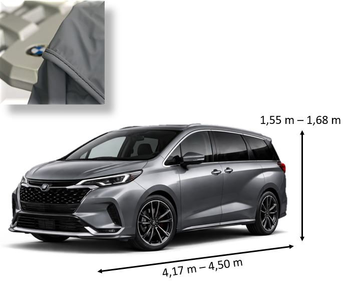 Schutzhaube f�r Modell: Minivan / Van L�nge von 4,17 m - 4,50 m x H�he von 1,55 m - 1,68 m SUPER