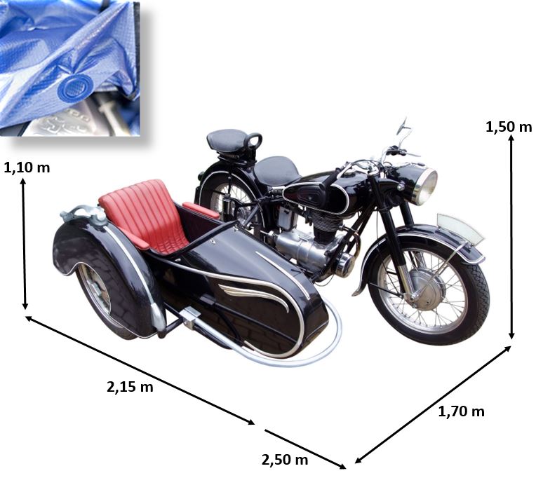 Supercover Abdeckung fr Motorrad mit Seitenwagen Beiwagen 250 x 170 x 110 cm Hhe