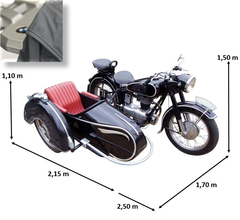 Silver-Star Abdeckung fr Motorrad mit Seitenwagen Beiwagen 250 x 170 x 110 cm Hhe