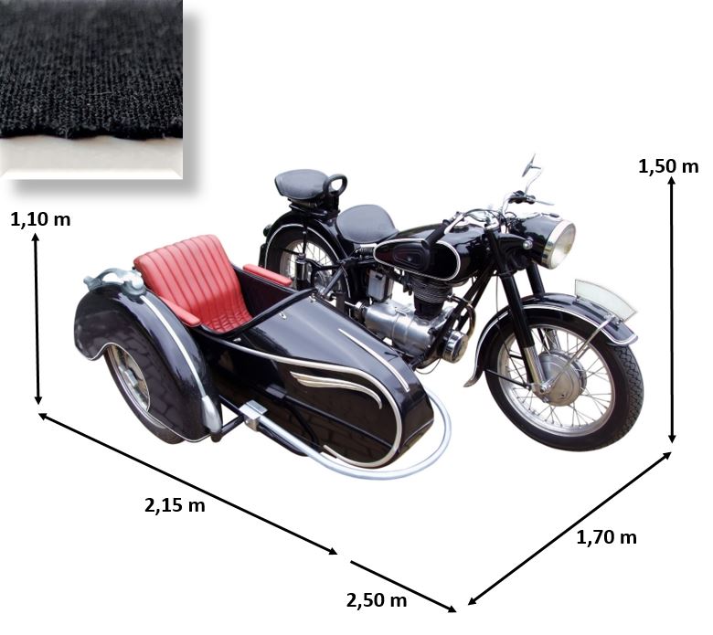 Indoor Abdeckhaube fr Motorrad mit Seitenwagen Beiwagen 250 x 170 x 110 cm Hhe