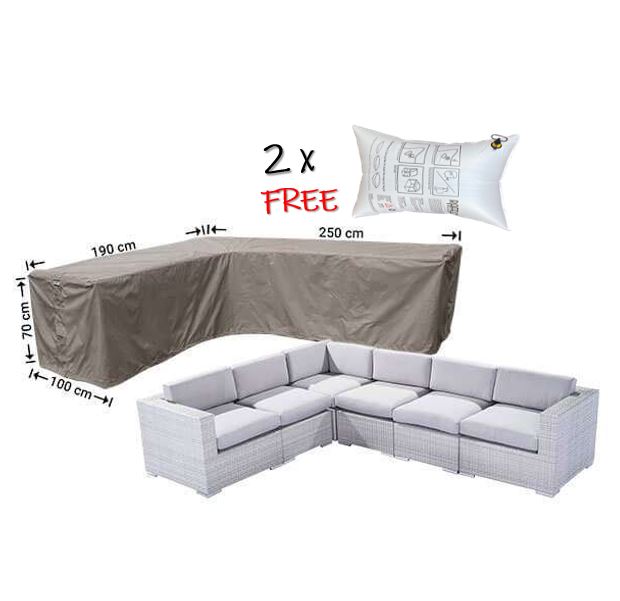 Abdeckhaube f�r Winkel Lounge L-Form 190 x 250 x 100 x H�he 70 cm
