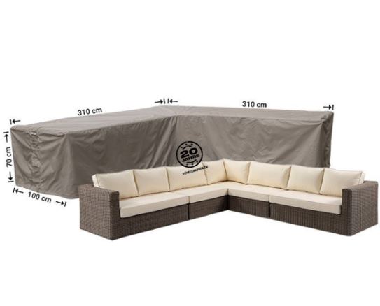 Abdeckhaube f�r Lounge Winkelm�bel Rattan 310 x 310 x 100 x H�he 70 cm