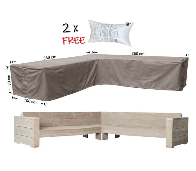 Schutzh�lle Lounge L-Form Gartensofa 360 x 360 x 100 x H�he 70 cm