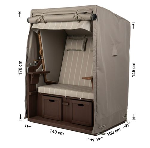 Abdeckhaube f�r Strandkorb 140 x 100 x 145/170 cm H�he