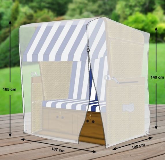 Schutzhaube f�r Strandkorb 137 x 100 x 140/165 cm H�he